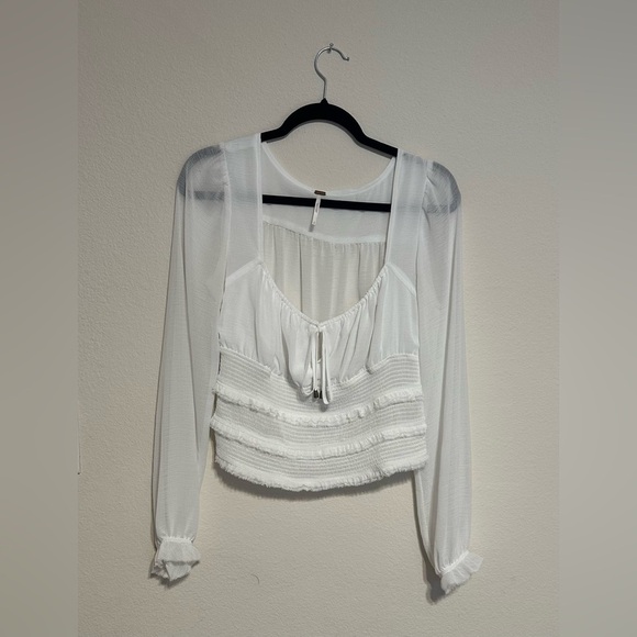 Free People White Long Sleeve Blouse - Picture 8 of 16